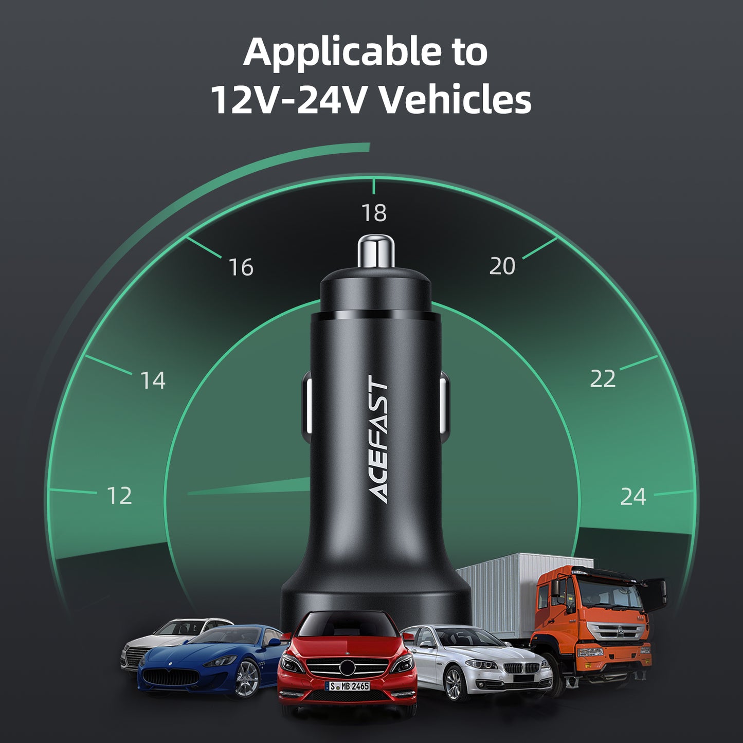 ACEFAST B2 72W Dual USB-C Metal Car Charger