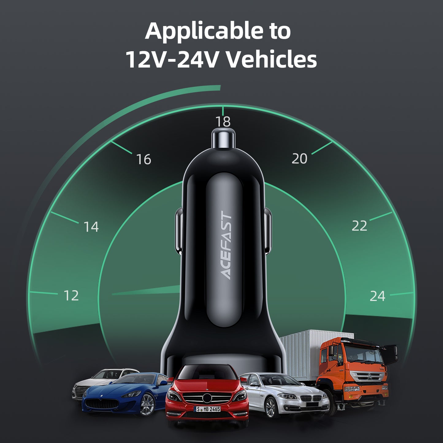 ACEFAST B4 Digital Display 66W(USB-C+USB-A) Dual Port Car Charger