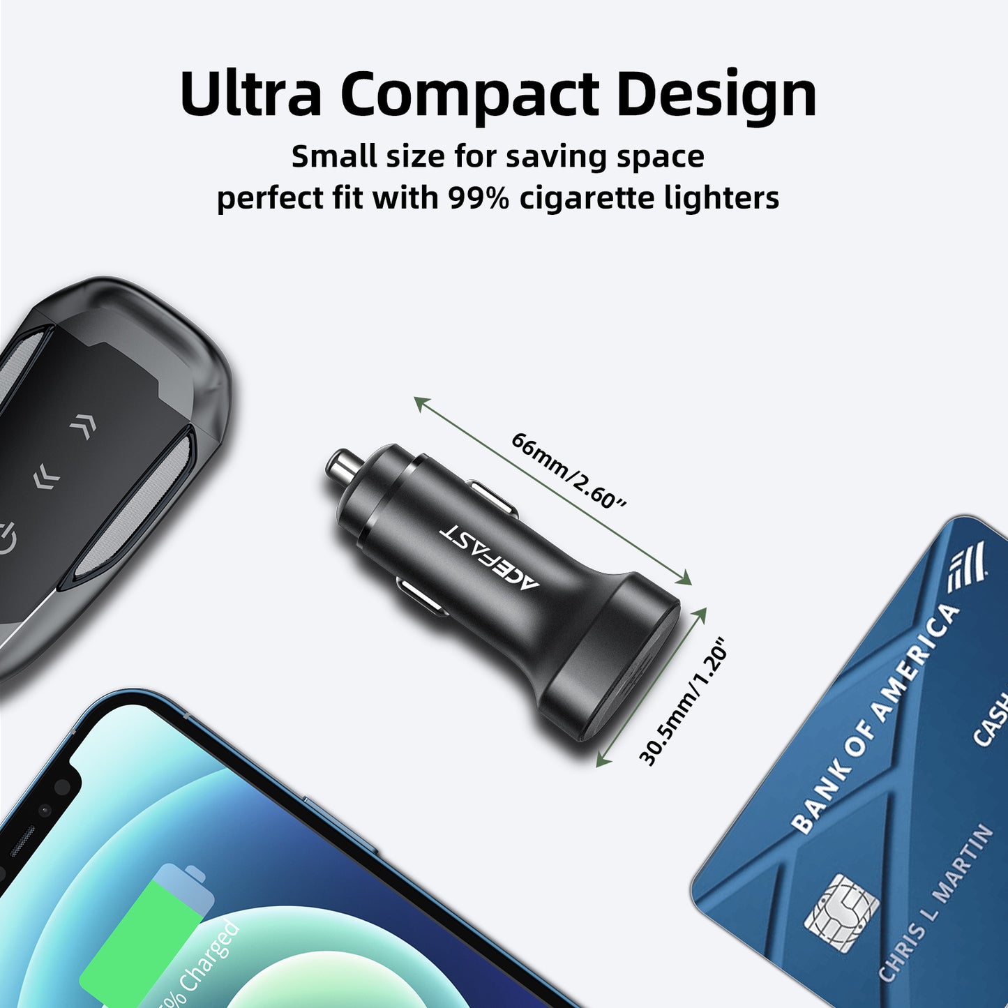 ACEFAST B2 72W Dual USB-C Metal Car Charger
