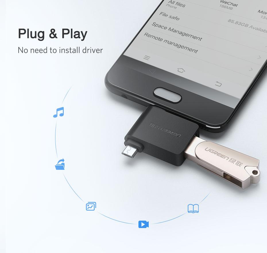UGREEN USB 3.0 to USB-C + Micro-USB Adapter for Samsung Smartphone Android Syncing