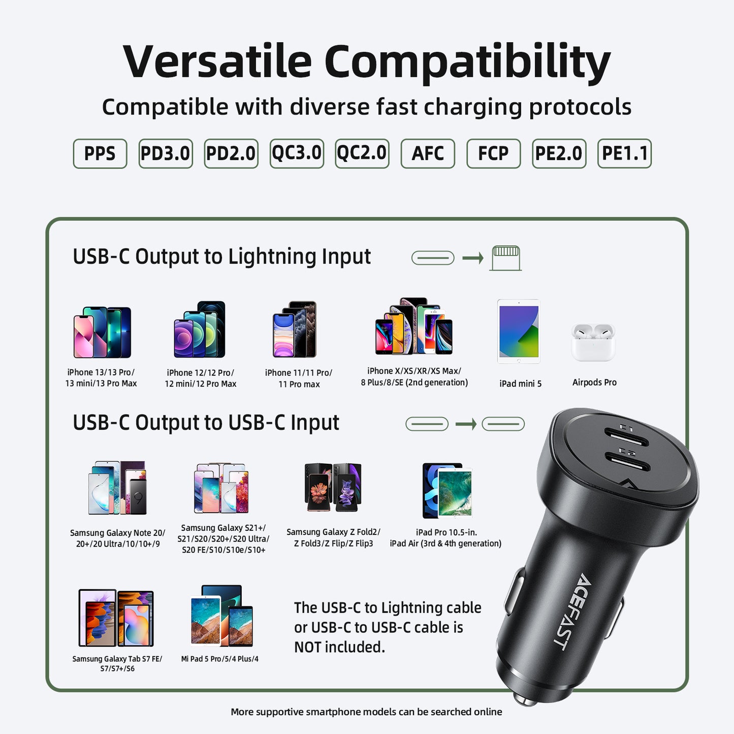 ACEFAST B2 72W Dual USB-C Metal Car Charger