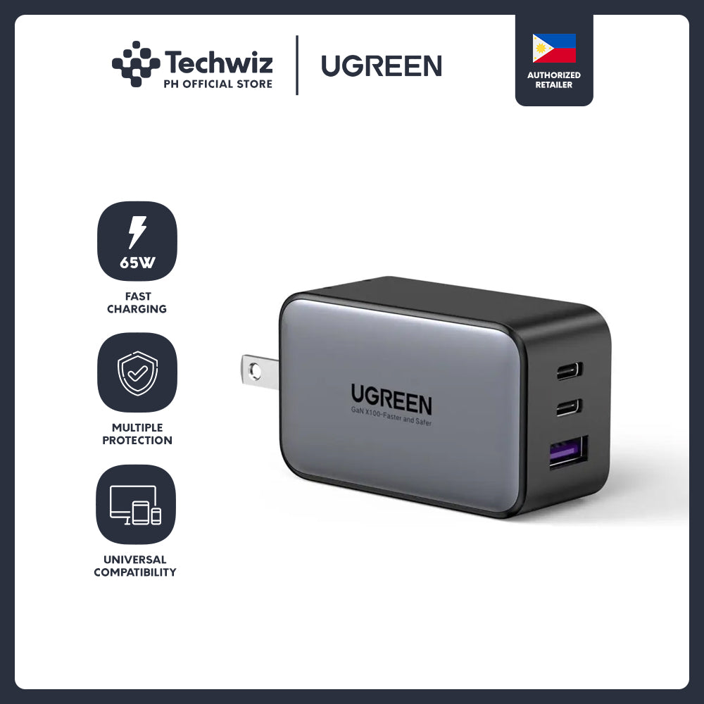 UGREEN Nexode 65W GaN II 3-Port USB Wall Charger (Gray) 10334