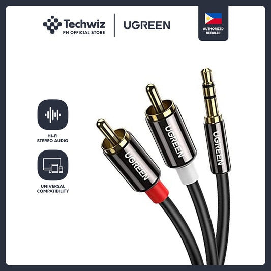UGREEN 3.5mm Male Audio Jack to 2 RCA Male Cable for Desktop, Amplifier, Soundbar, TV