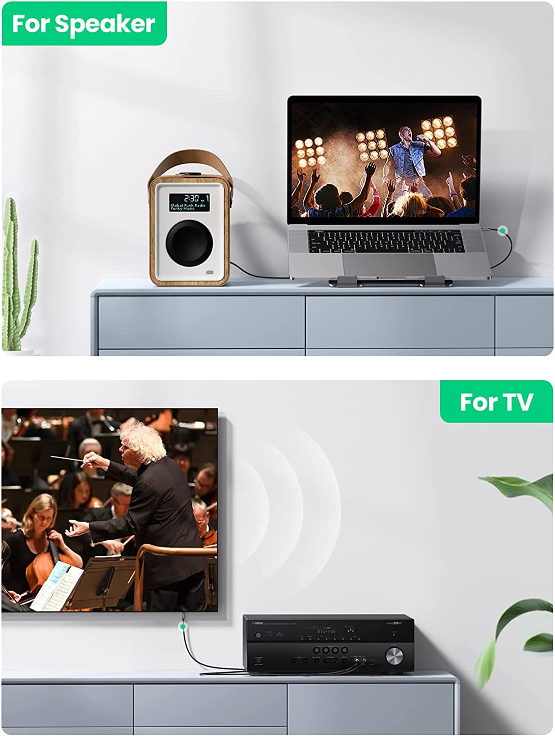 UGREEN 3.5mm Male Audio Jack to 2 RCA Male Cable for Desktop, Amplifier, Soundbar, TV