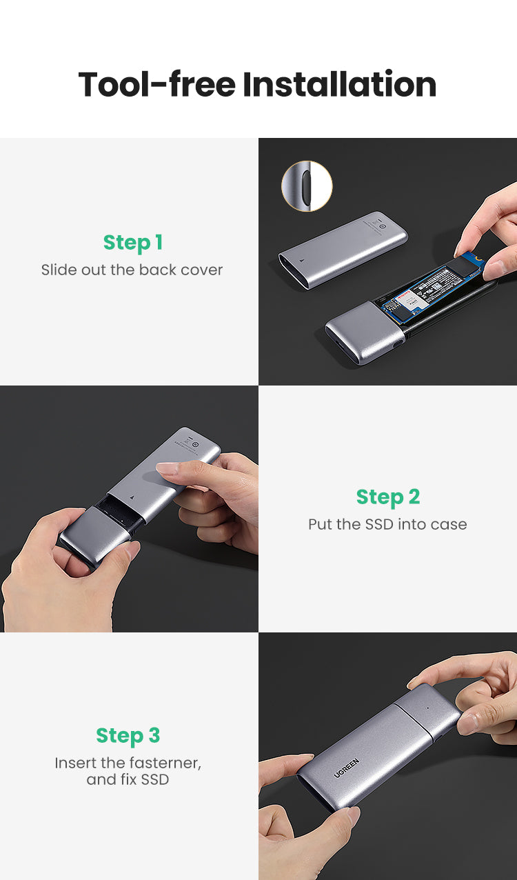 UGREEN M.2 NVMe/SATA to USB C 3.1 SSD Enclosure