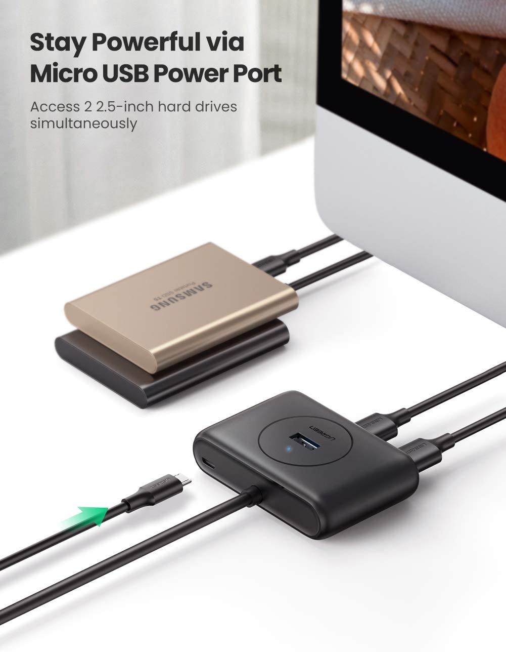 UGREEN USB 3.0 4 Port Hub Splitter with USB Type-C Power Port