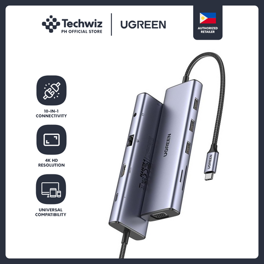 UGREEN USB C to HDMI 4k 30hz | VGA | 3x USB 3.0 | RJ45 | SD/TF | PD | 3.5mm 10 in 1 Hub