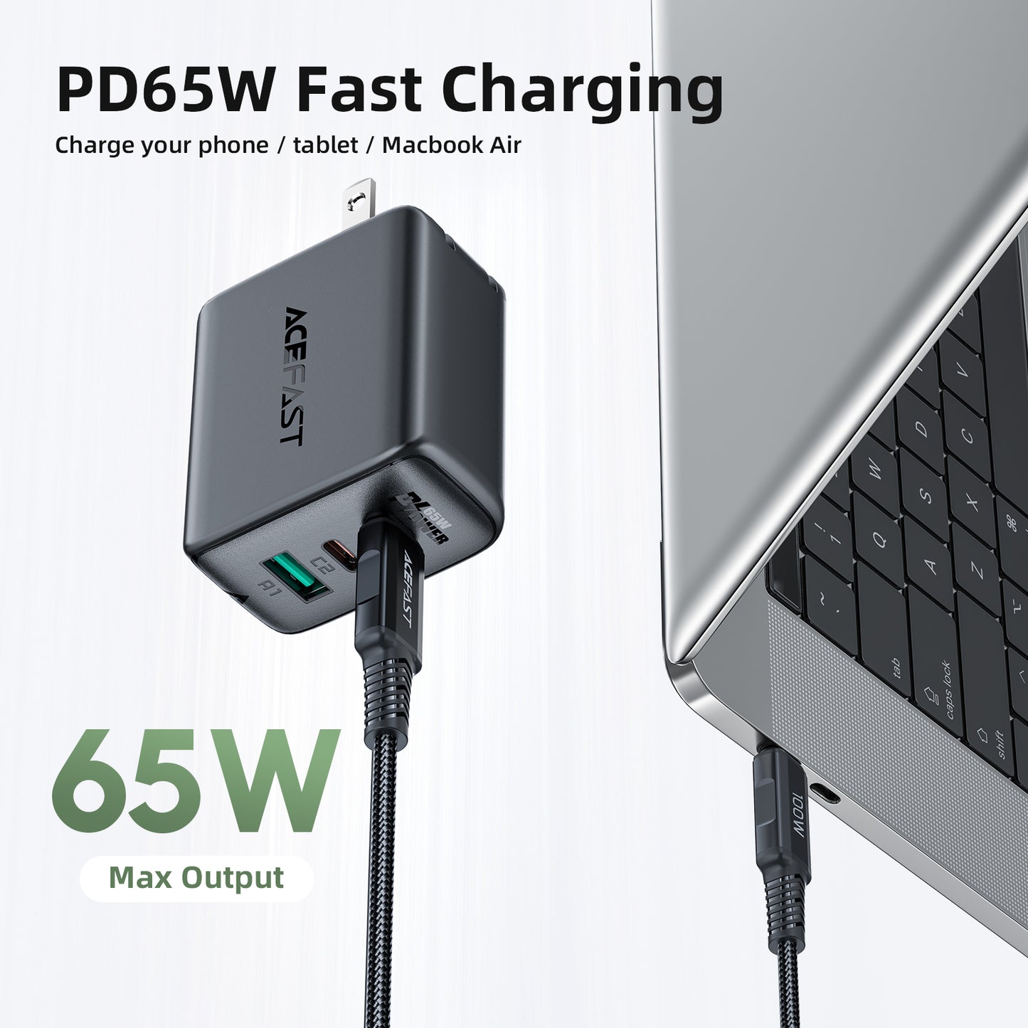 ACEFAST A15 PD65W(USB-C+USB-C+USB-A) 3-port Charger Set
