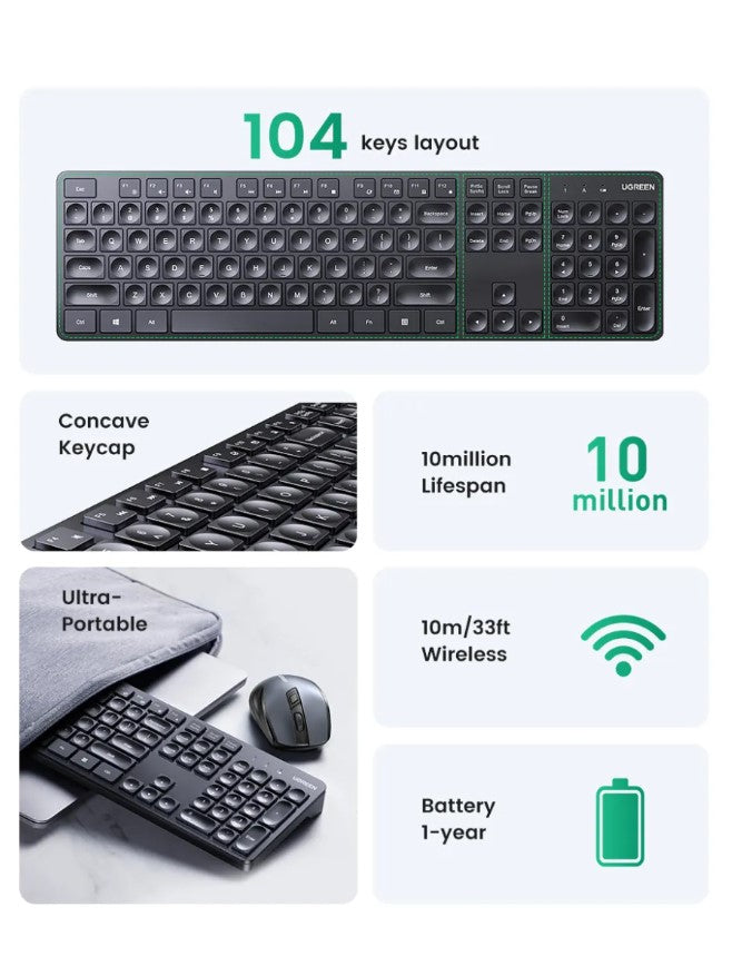 UGREEN Wireless Keyboard and Mouse Combo US