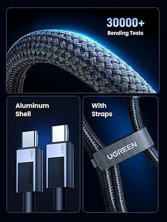 UGREEN USB-C to USB-C PD Fast Charging Cable Space Gray 1M-PH