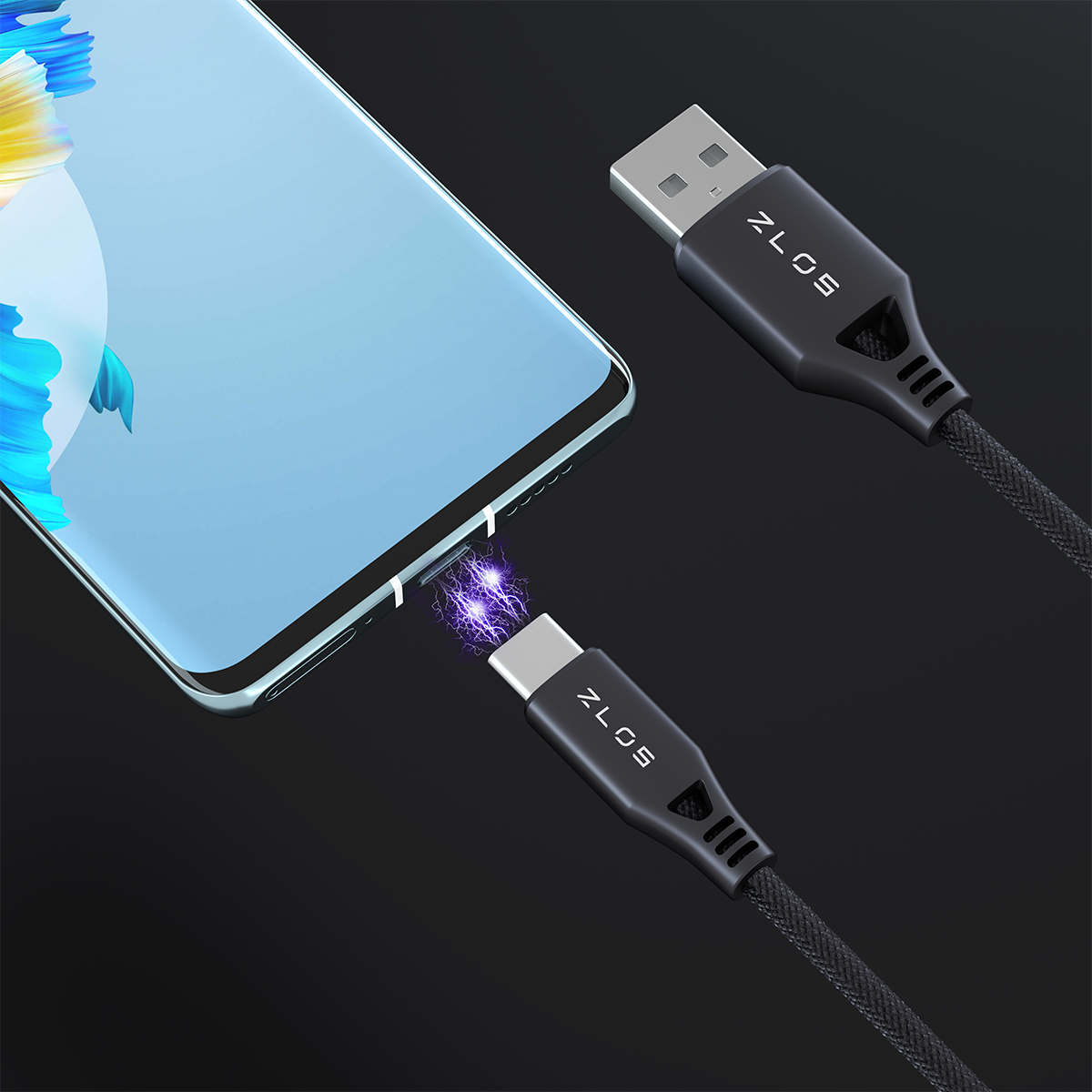 ZLOS USB 3.0 to USB-C 3A Fast Charging Data Cable Nylon Braided PD 1M - PH