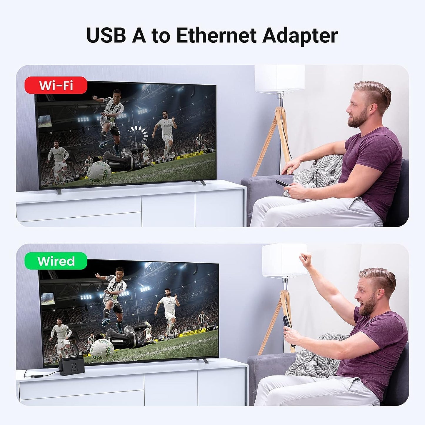 UGREEN USB 2.0 to 10/100 Mbps Network RJ45 LAN Wired Adapter for Macbook Windows Mac OS Nintendo Switch / USB 3.0 to Gigabit RJ45 LAN Ethernet Adapter
