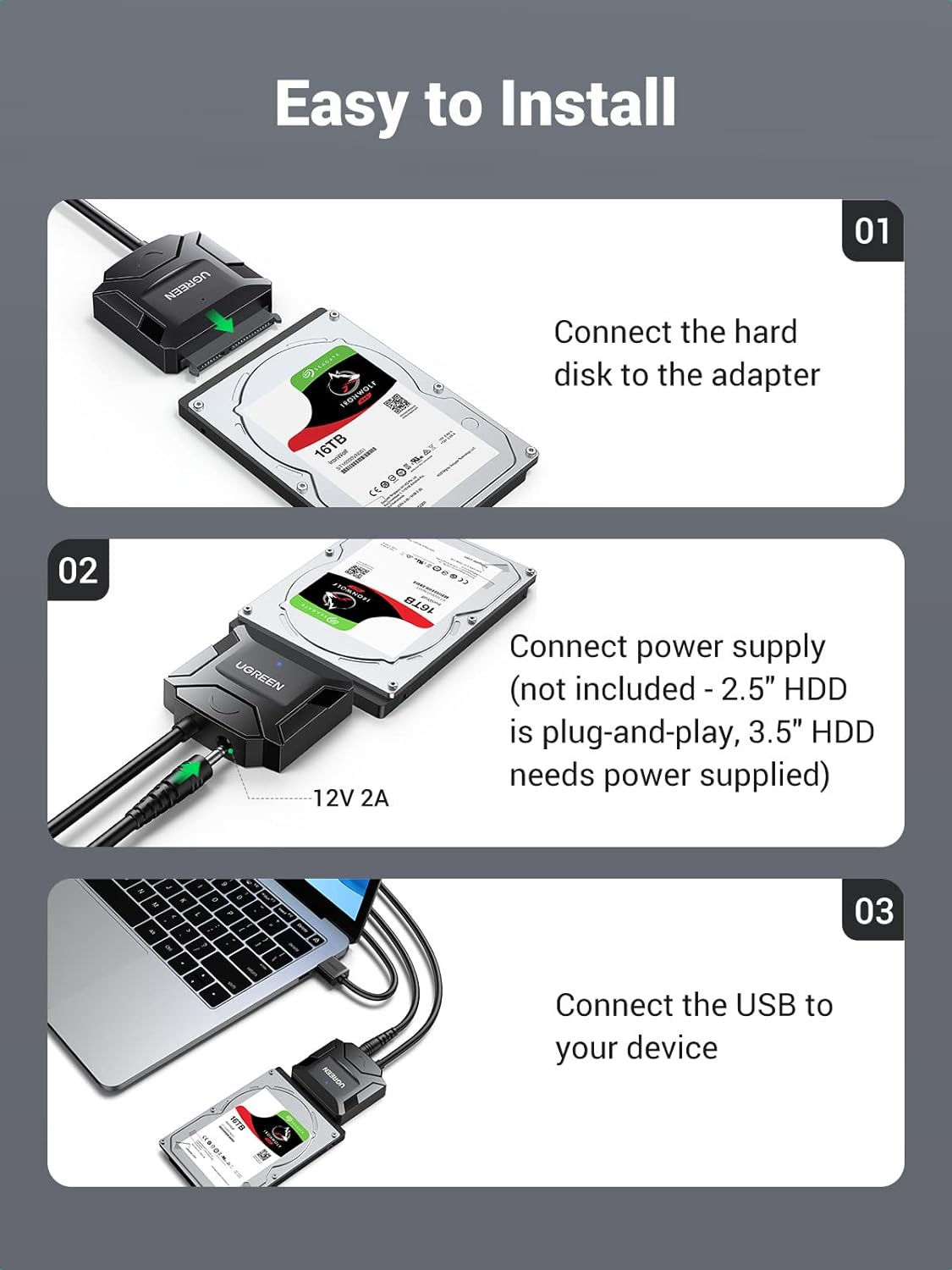 UGREEN USB to SATA Hard Driver Converter Cable US - PH