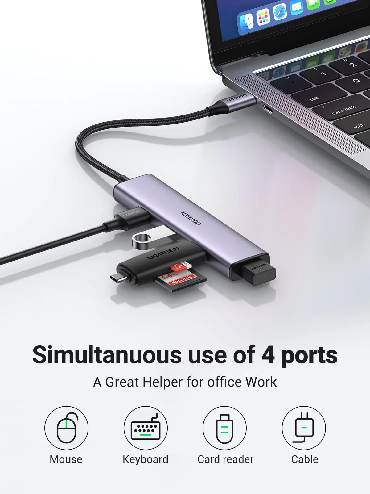 UGREEN USB C to 4 Port USB 3.0 Hub