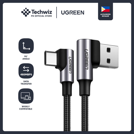 UGREEN (90 Degree) USB-C Male to USB 2.0 3A Data and Charging Cable