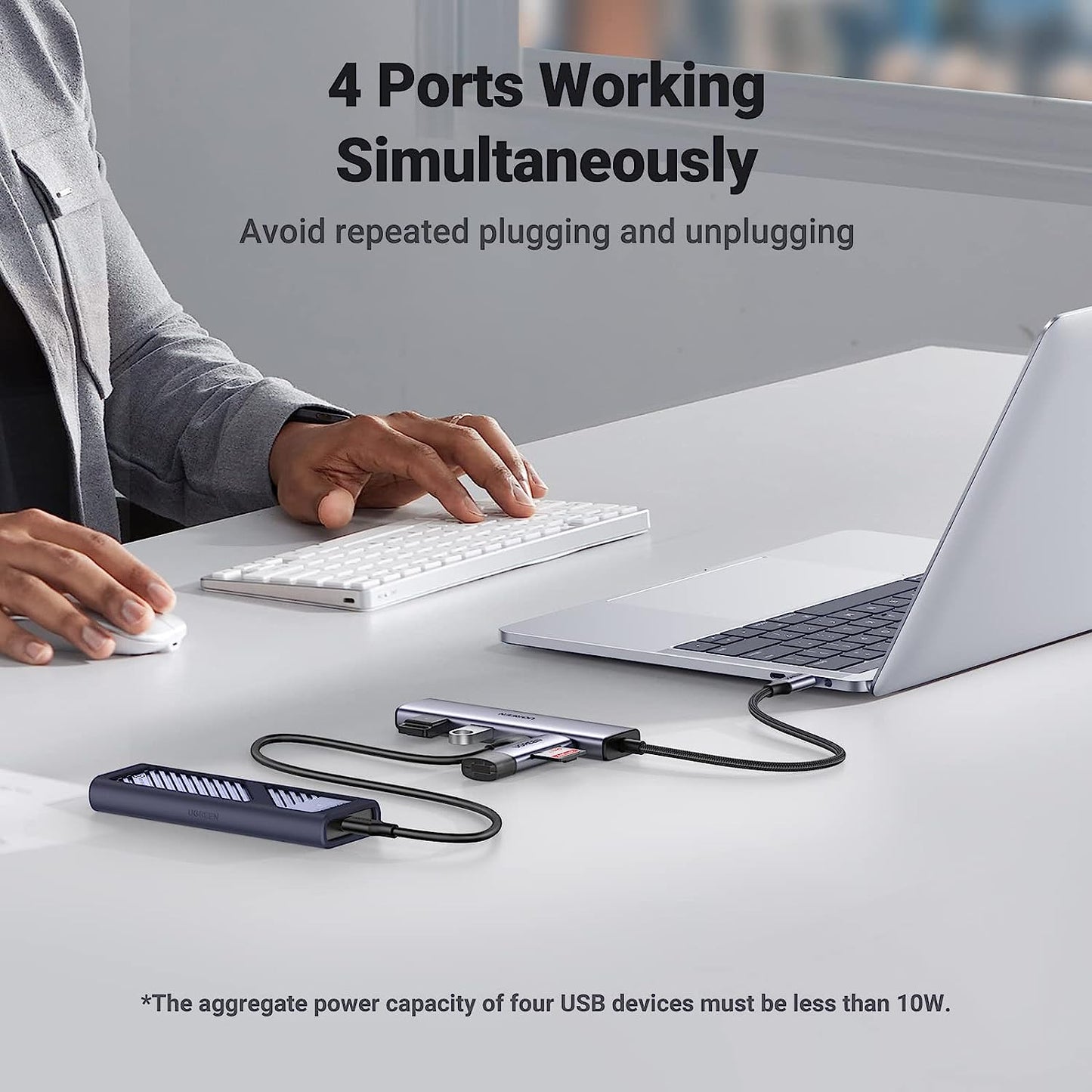 UGREEN 4-in-1 USB C Hub (2 USB-C + 2 USB-A)