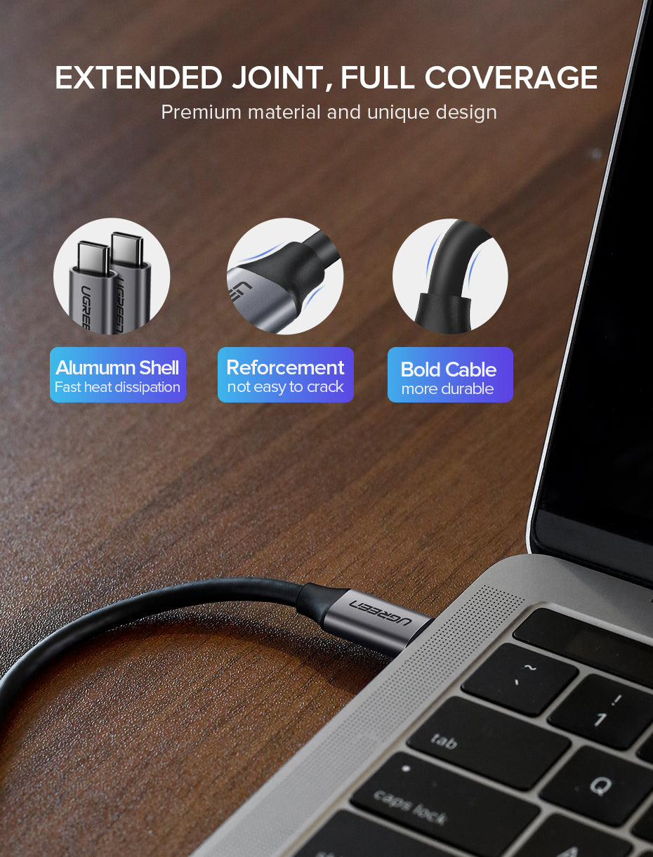 UGREEN USB 3.1 Type C Male to Type C Male Cable Nickel Plating Aluminum Shell 1.5m