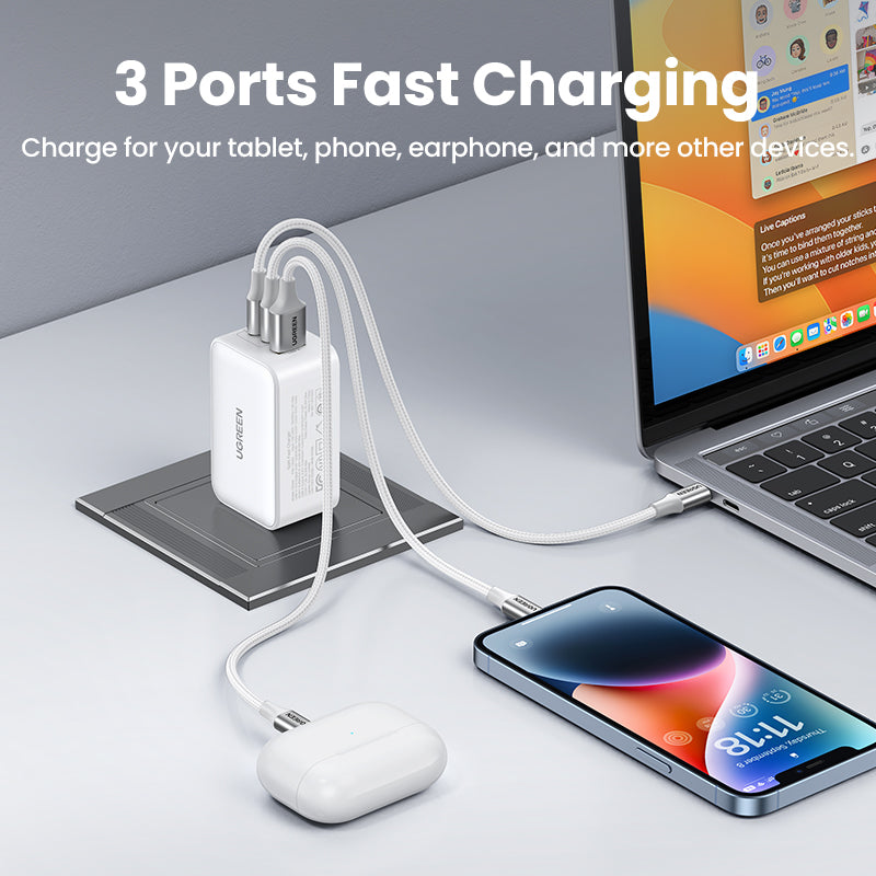 Ugreen 3-Port Nexode Gan Charger White 65w