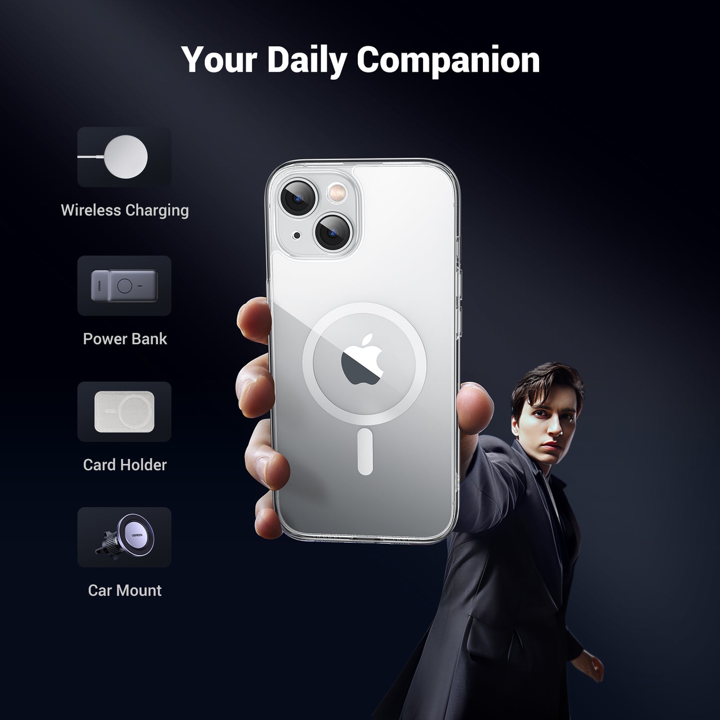 UGREEN Classy Clear Magnetic Protective Case for iPhone 15/ 15 Plus /5 Pro/ Pro Max - PH