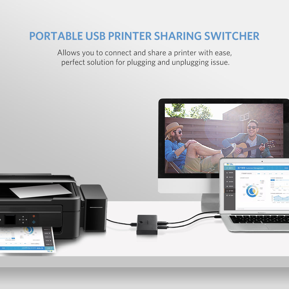 UGREEN USB 2.0 Sharing Switch 2x1 (Black) - PH