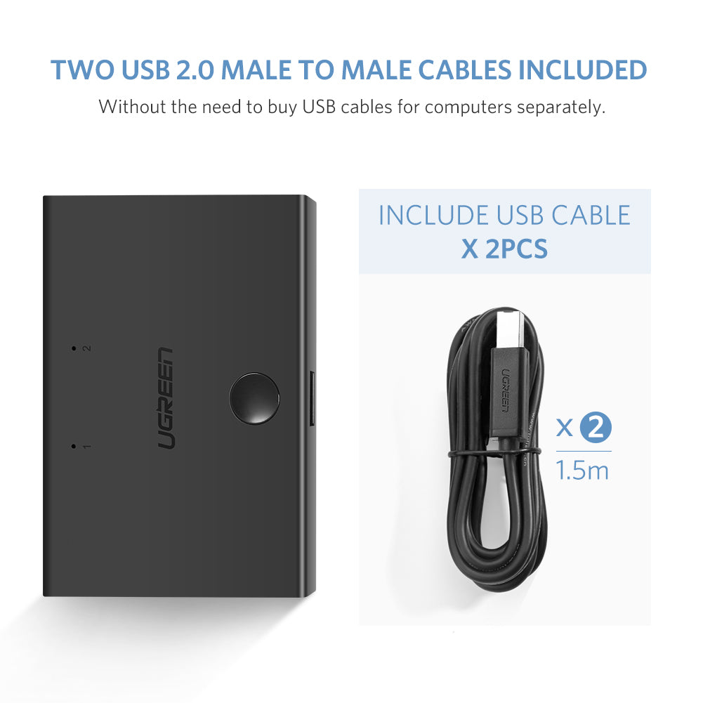 UGREEN USB 2.0 Sharing Switch 2x1 (Black) - PH