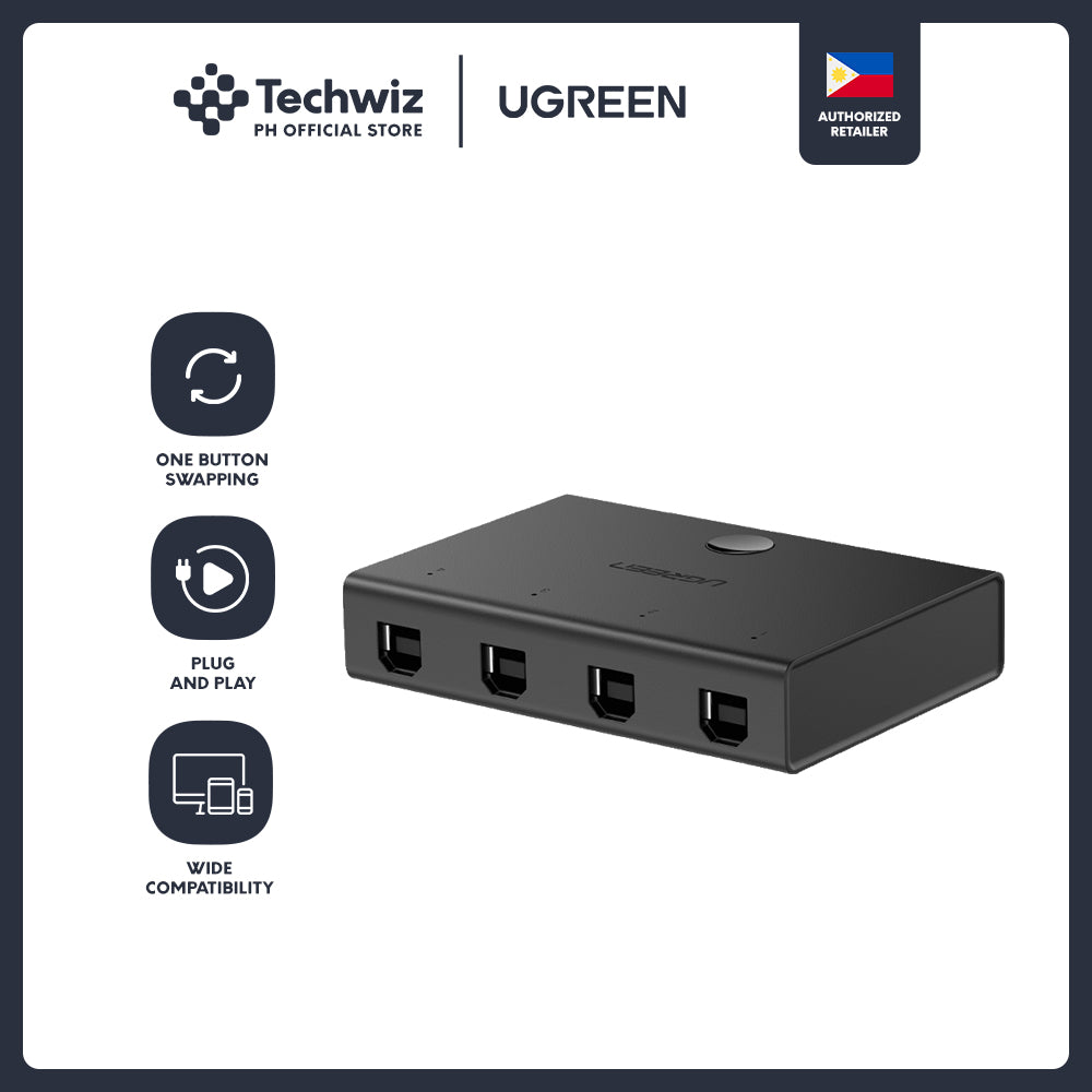 UGREEN USB 2.0 Sharing Switch 4x1 (Black) - PH