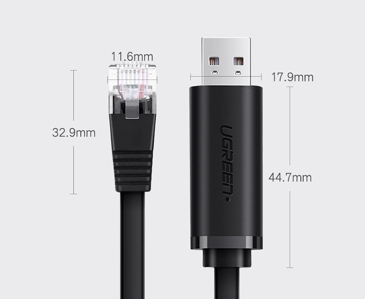 UGREEN USB Console Cable USB 2.0 to RJ45 with RS232 FTDI Chip Console Cable, Plug and Play