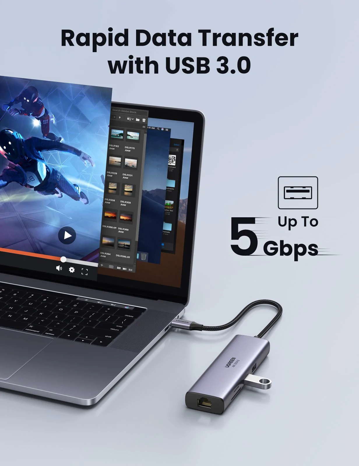 UGREEN USB-C Multifunction USB to HDMI Multiport Adapter with Ethernet Interface 7-in-1 USB Hub for Laptop