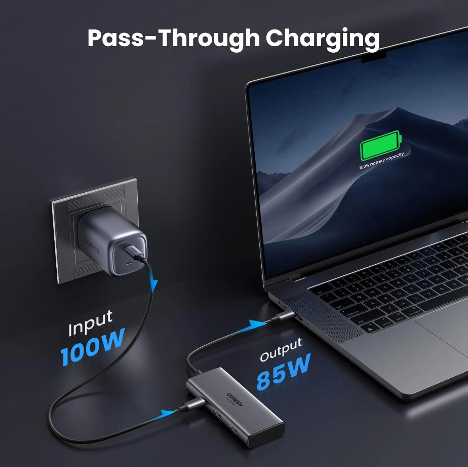 UGREEN 6 in 1 USB C to Dual HDMI | 2 USB 3.0 | 1 USB C 5Gbps | 100W USB C PD HUB - PH