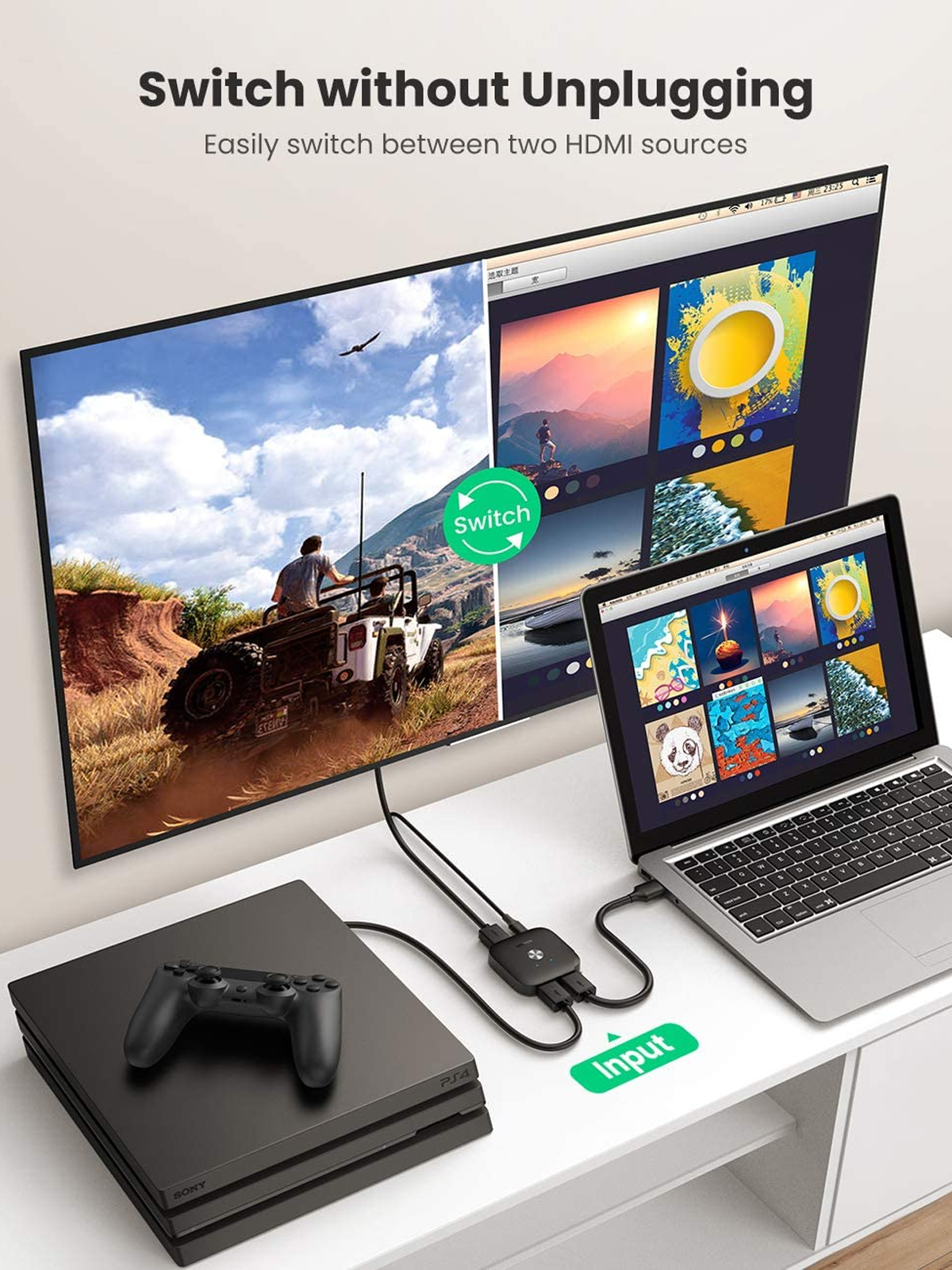 UGREEN HDMI Switcher 2 In 1 Out 4Kx2K@60HZ