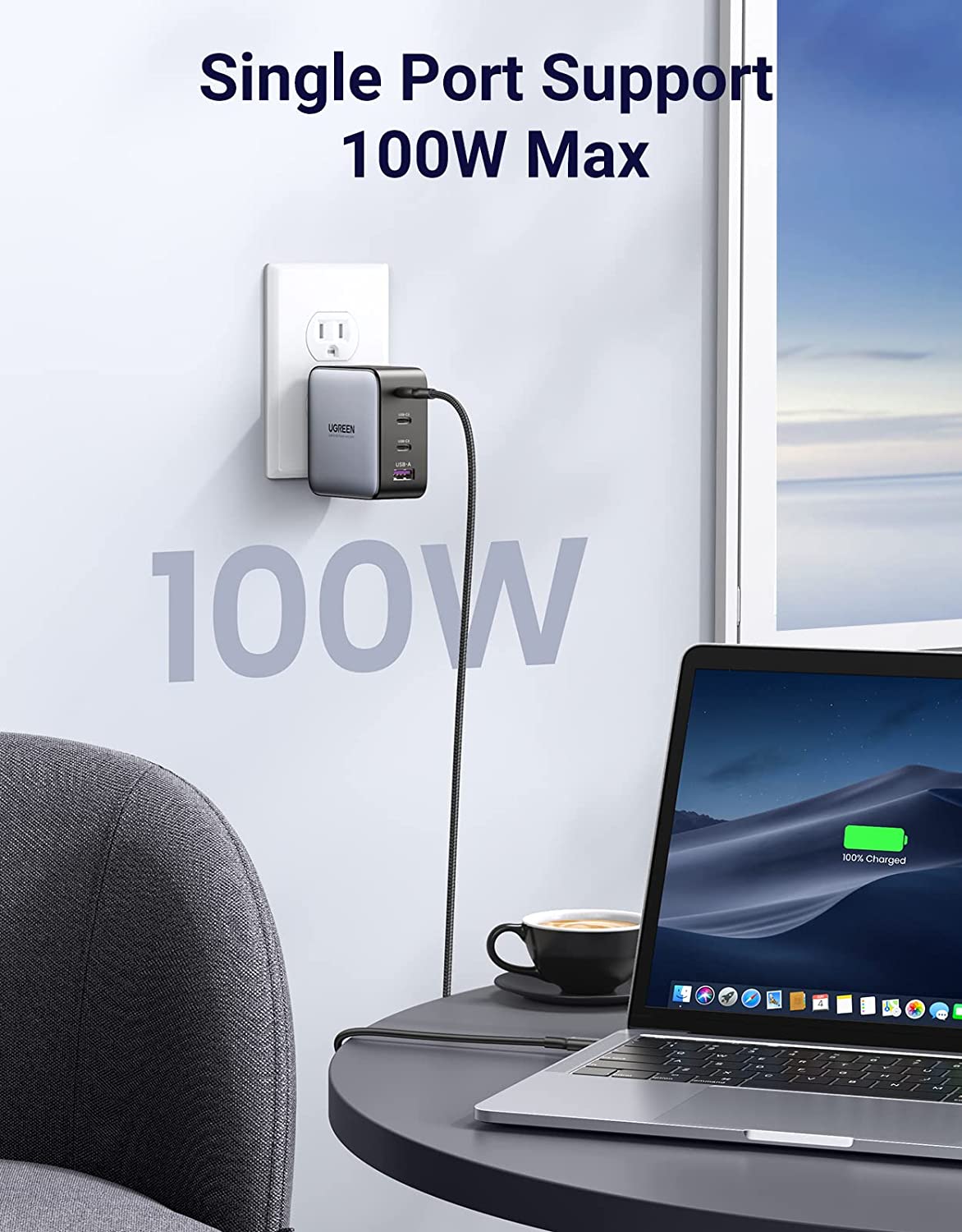 UGREEN 4-Port 100W 3C1A GaN Fast Charging Charger
