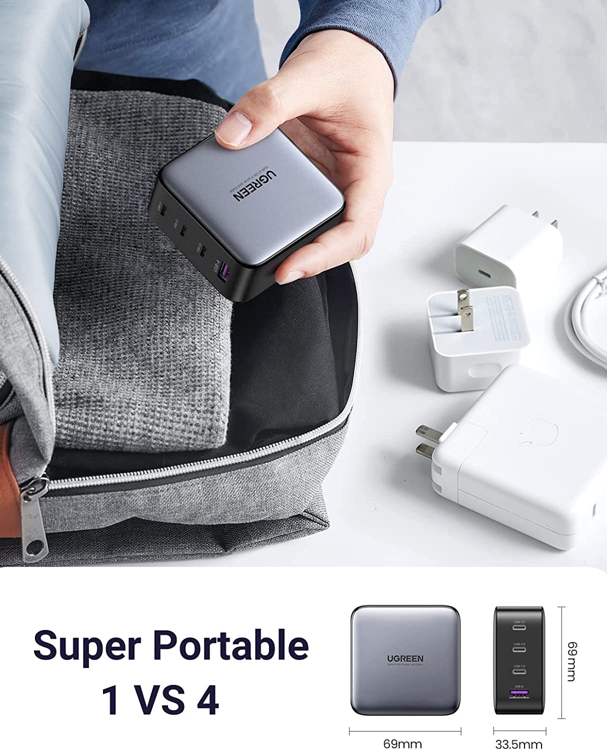 UGREEN 4-Port 100W 3C1A GaN Fast Charging Charger