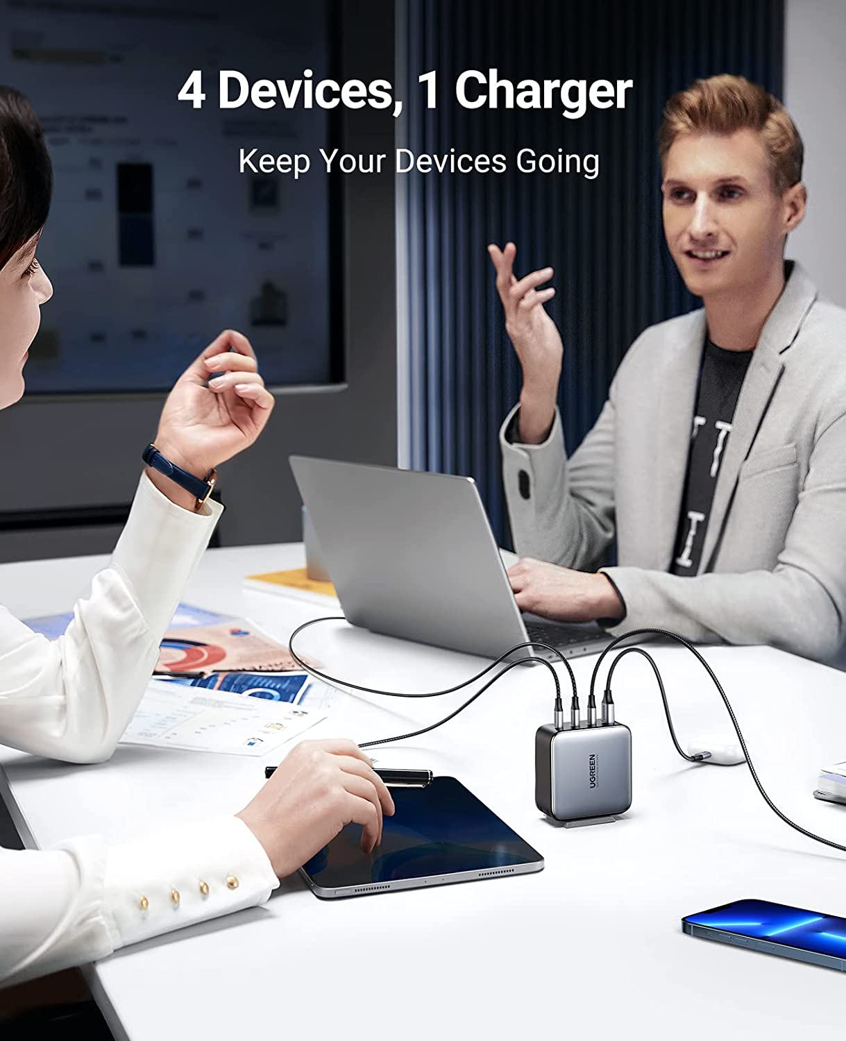 UGREEN 4-Port 100W 3C1A GaN Fast Charging Charger