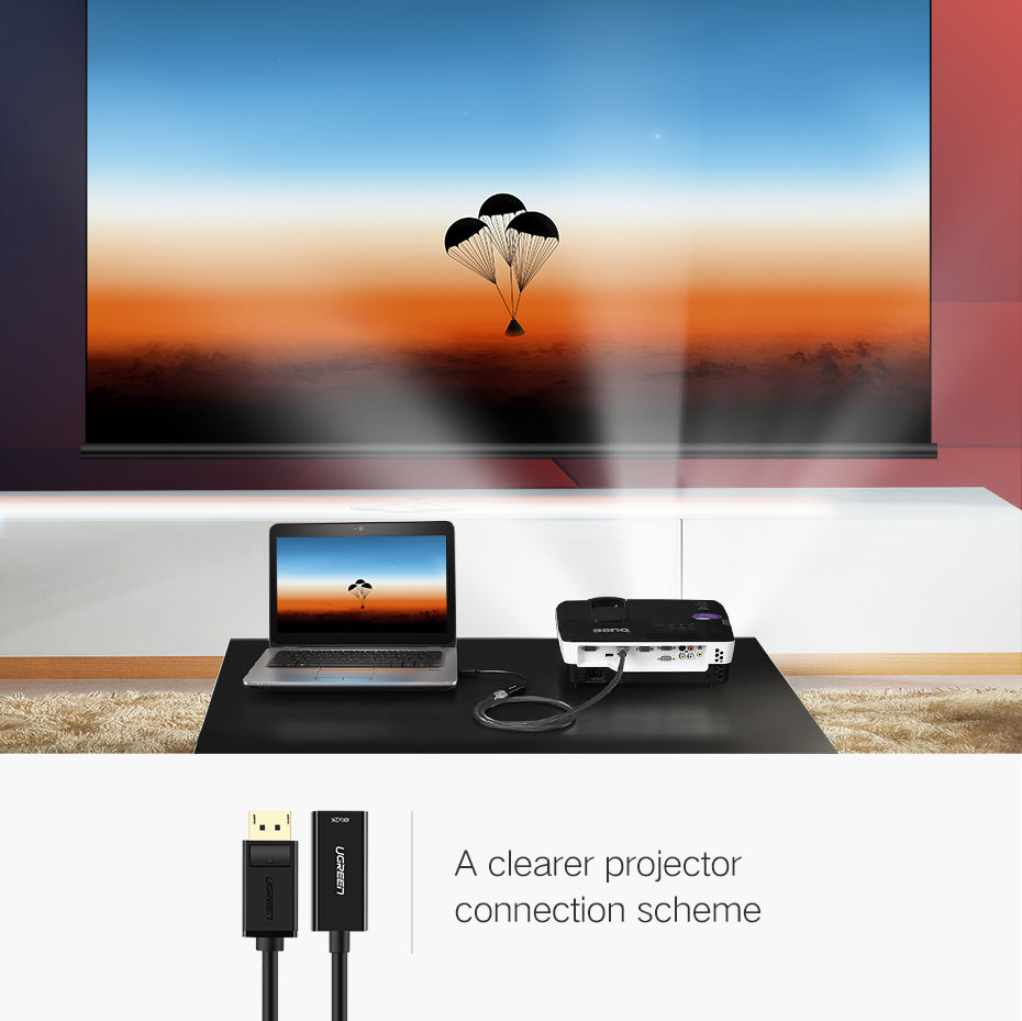 UGREEN 4K 1080P DisplayPort Male to HDMI Female Converter for Laptop Projector PC