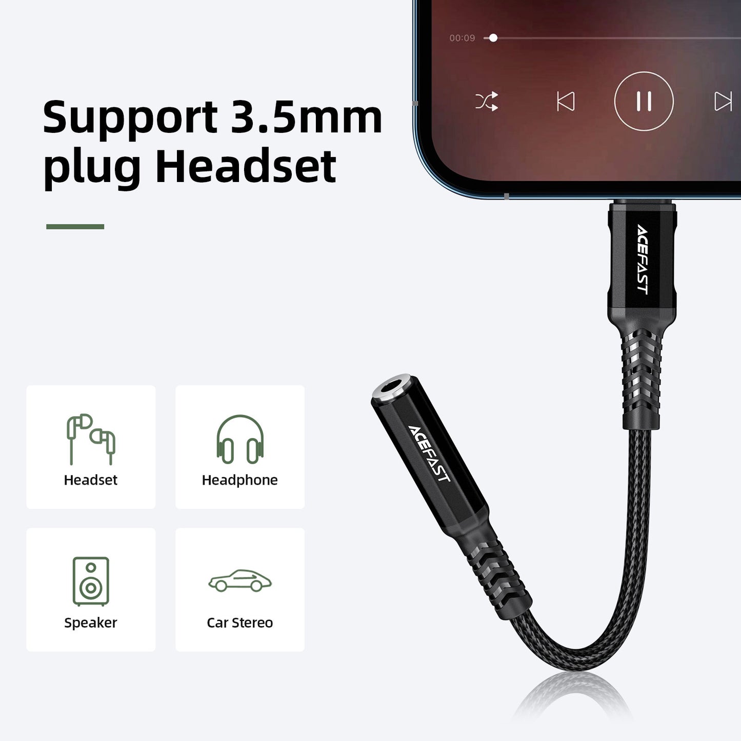 ACEFAST C1-05 Lightning to 3.5mm Aluminum Alloy Headphones Adapter Cable