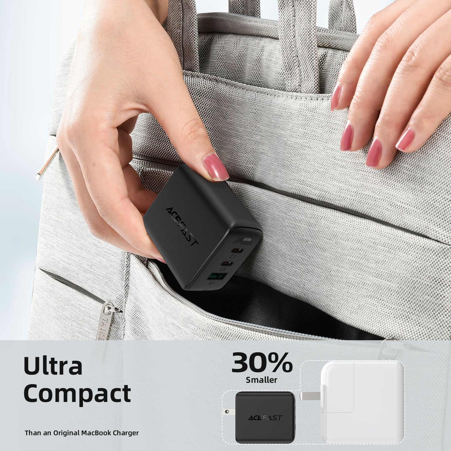 ACEFAST A15 PD65W(USB-C+USB-C+USB-A) 3-port Charger Set