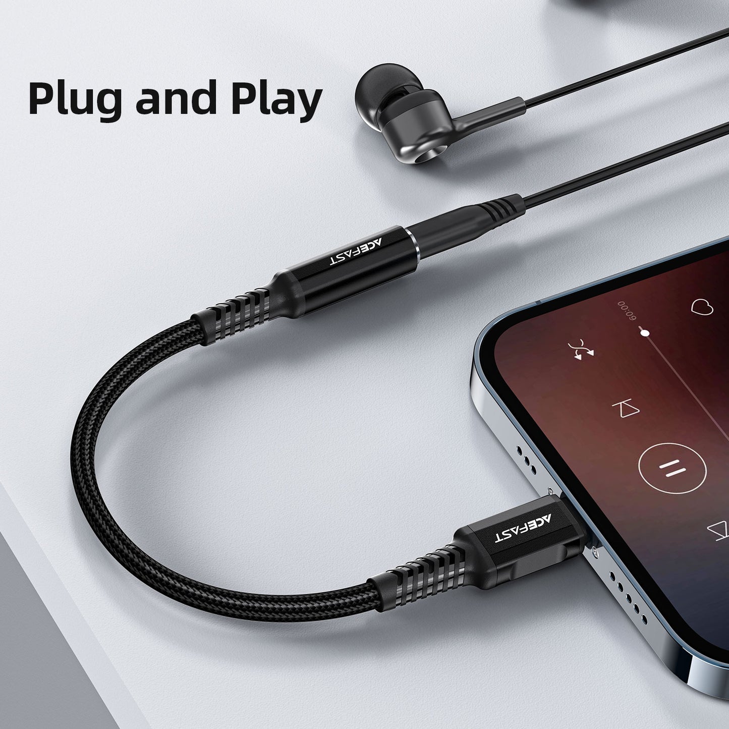 ACEFAST C1-05 Lightning to 3.5mm Aluminum Alloy Headphones Adapter Cable