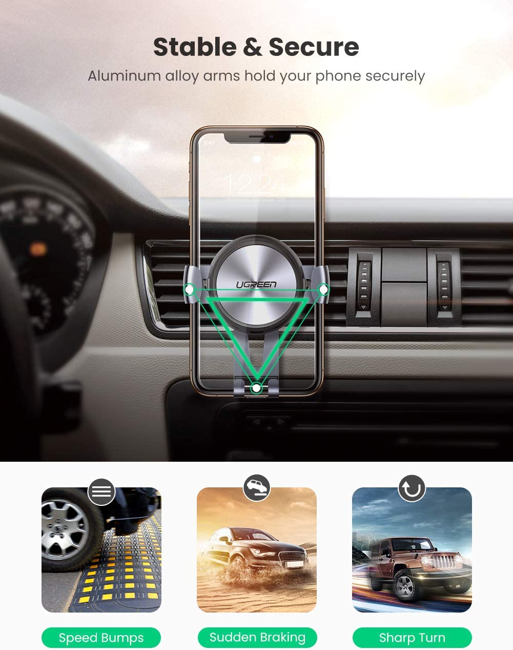 UGREEN Gravity Drive Air Vent Mount Phone Holder