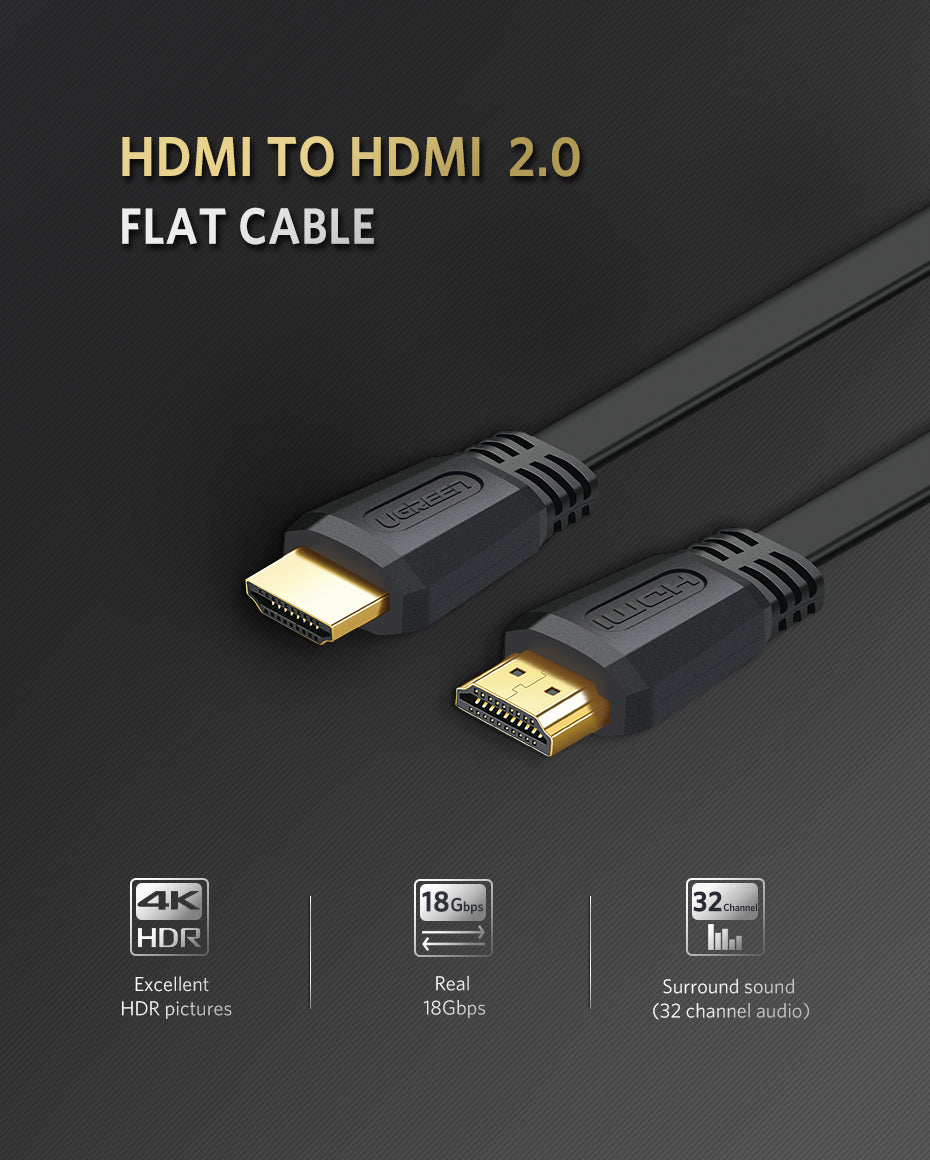UGREEN HDMI 2.0 Flat Cable 4K 60 Hz for TV HD Monitor Projector - PH