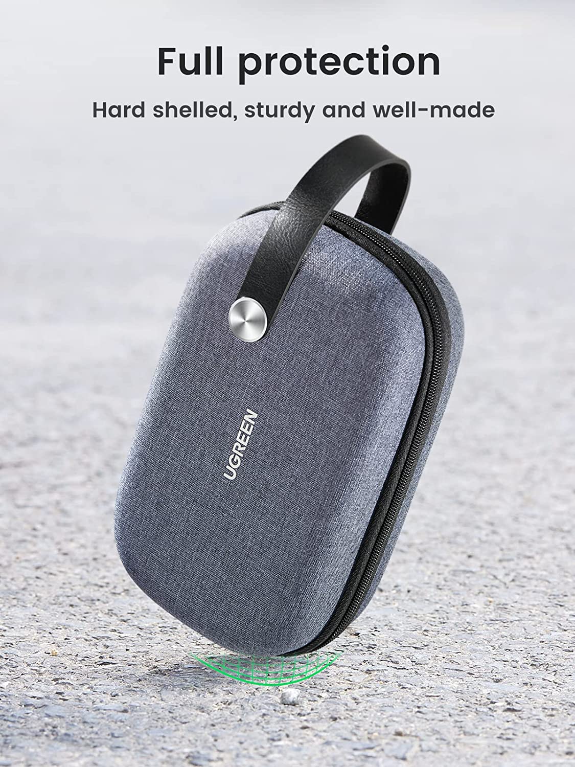 UGREEN Travel Case Gadget Bag Small, Portable Electronics Accessories Organiser Travel Carry Hard Case Cable Tidy Storage Box Pouch with Double Layer, Double Zipper, Snap Hook, Carrying Strap