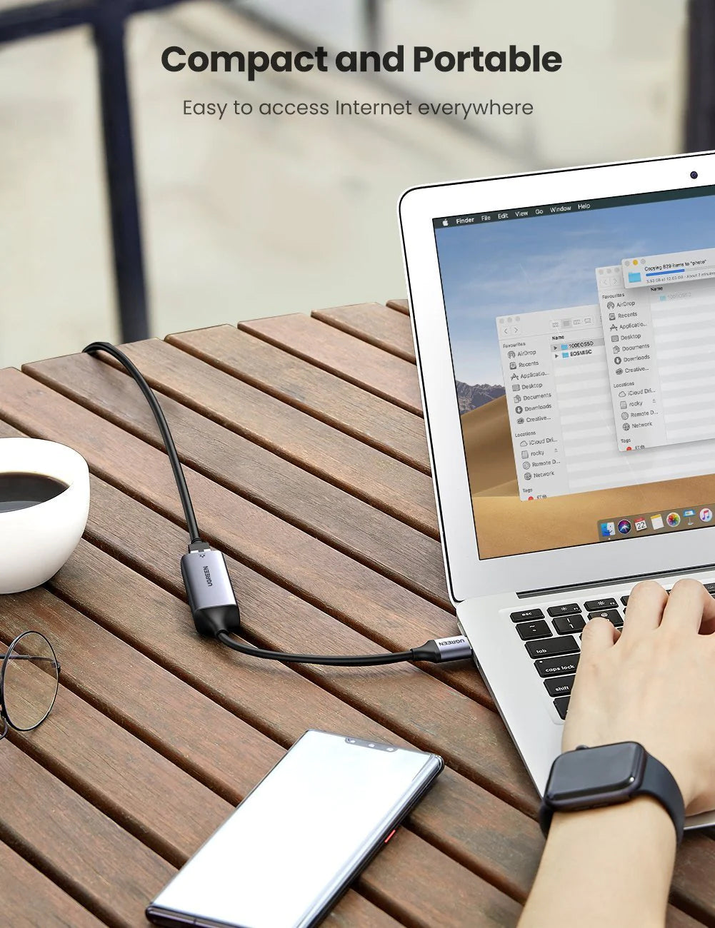 UGREEN USB to RJ45 Ethernet Adapter Aluminum Case (Space Gray) - PH