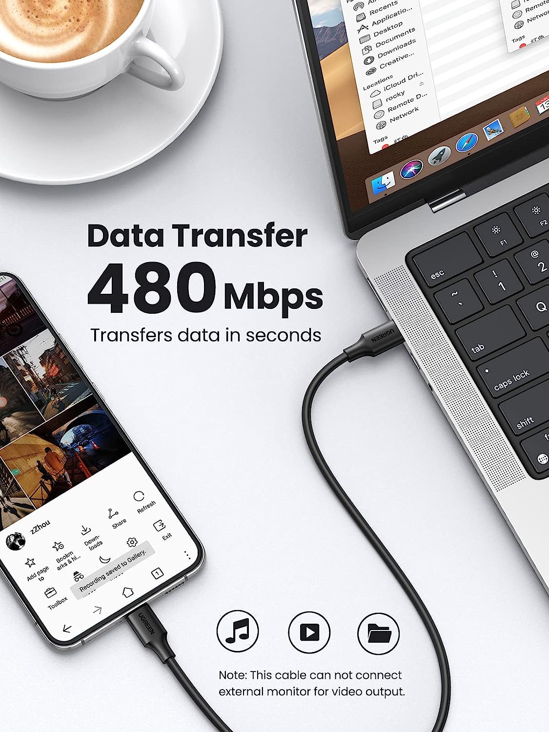 UGREEN USB-C Male to USB-C Male 2.0 Data and Charging Cable 3A for Samsung Android