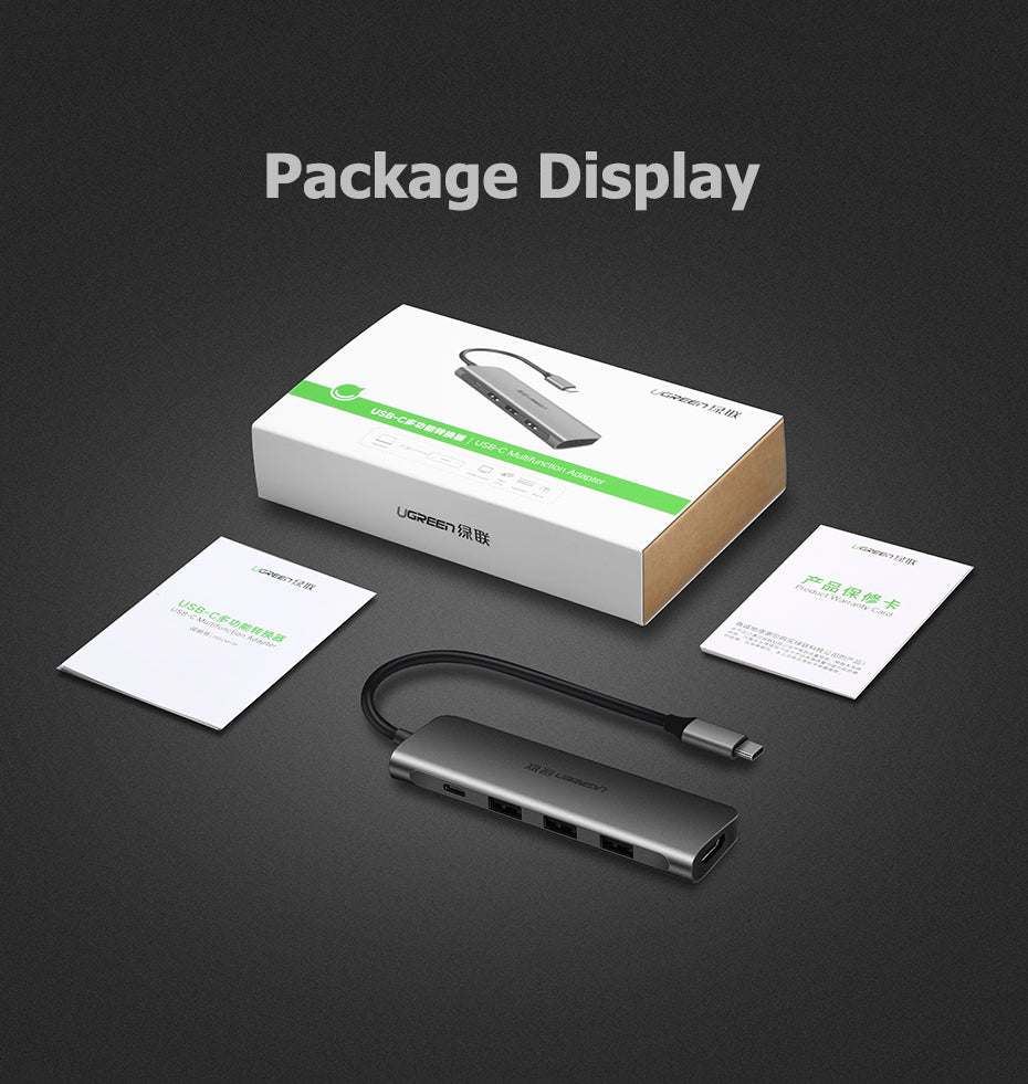 UGREEN USB C to HDMI + 3 USB Ports + PD Multifunction 5-in-1 Hub for Laptop Phone - PH