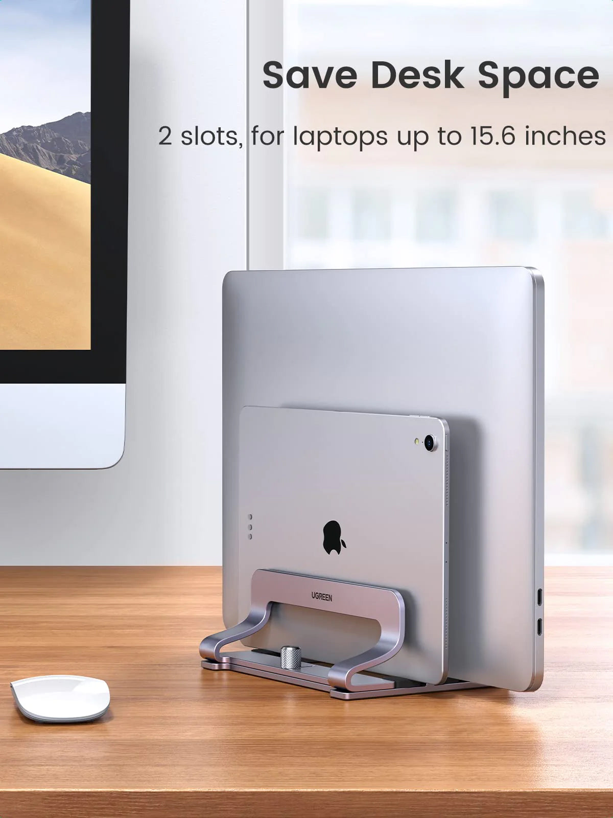 UGREEN Aluminum Vertical Laptop Stand Dual Slots / Aluminum Alloy Vertical Laptop Stand with Flexible Width