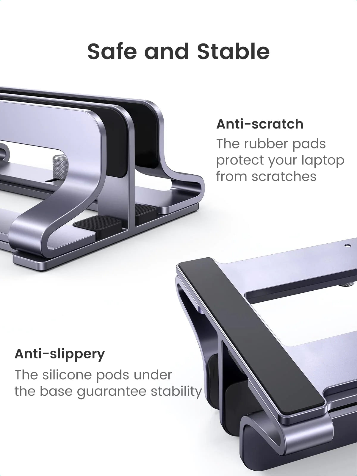UGREEN Aluminum Vertical Laptop Stand Dual Slots / Aluminum Alloy Vertical Laptop Stand with Flexible Width