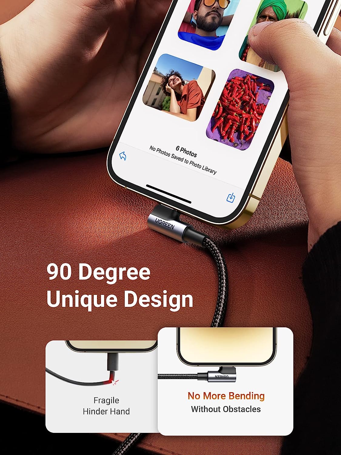 UGREEN Power Delivery PD Cable Apple USB C to Lightning MFi Certified Cable L-Shape 1M