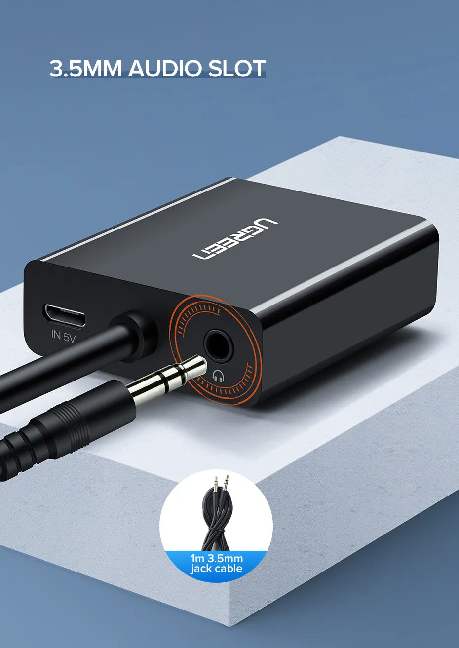 UGREEN 1080P VGA to HDMI Adapter with Audio for Laptop PC Notebook