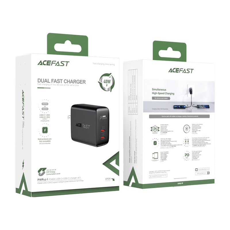 ACEFAST A11 PD40W(USB-C+USB-C) Dual Port Charger