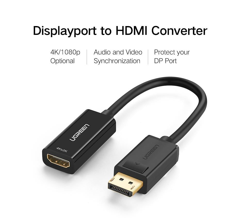 UGREEN 4K 1080P DisplayPort Male to HDMI Female Converter for Laptop Projector PC