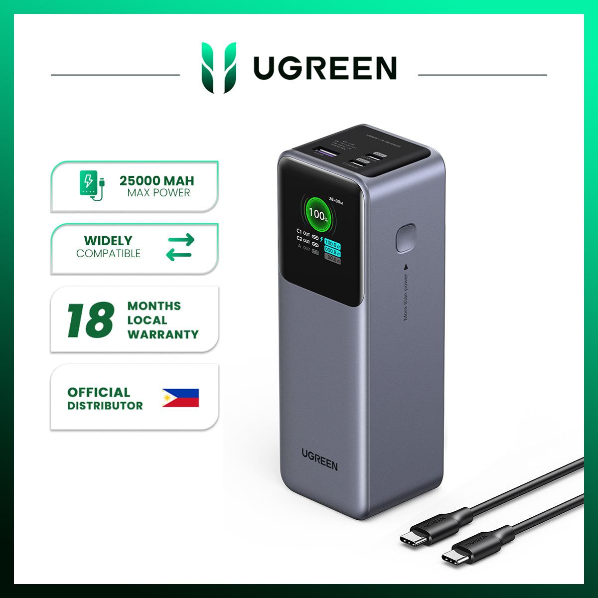 UGREEN 25000mAh 200W Fast Charging Power Bank- PH